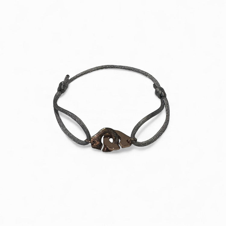 Menottes or rose à cordon gris