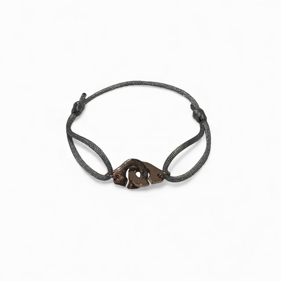 Menottes or rose à cordon gris